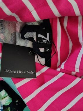 Plus Size Pink & White Striped Sleep Top - 3X